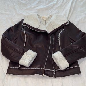Michael Kors Faux Leather Sherpa Lined Jacket.